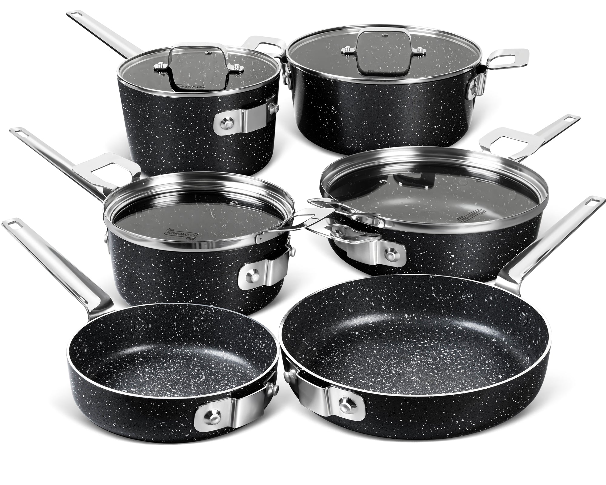 MICHELANGELO Stackable Pots and Pans Set 10 Piece, Saves 55% More Space