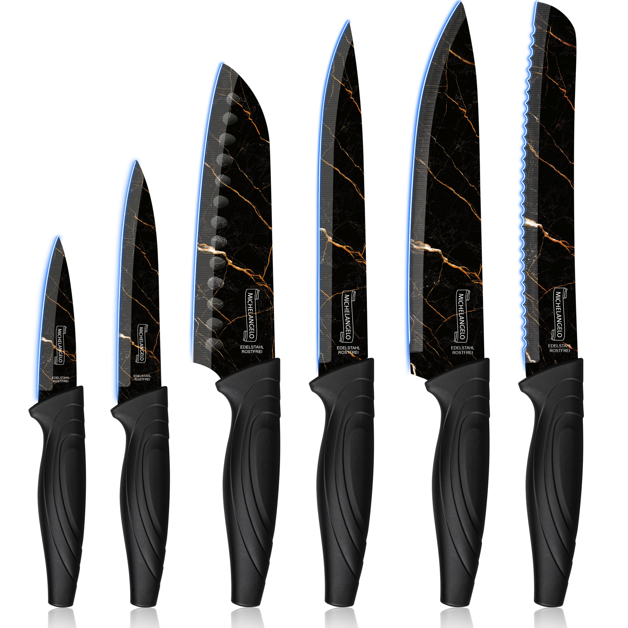 MICHELANGELO Knife Set 6 Piece with Nonstick Granite Coating