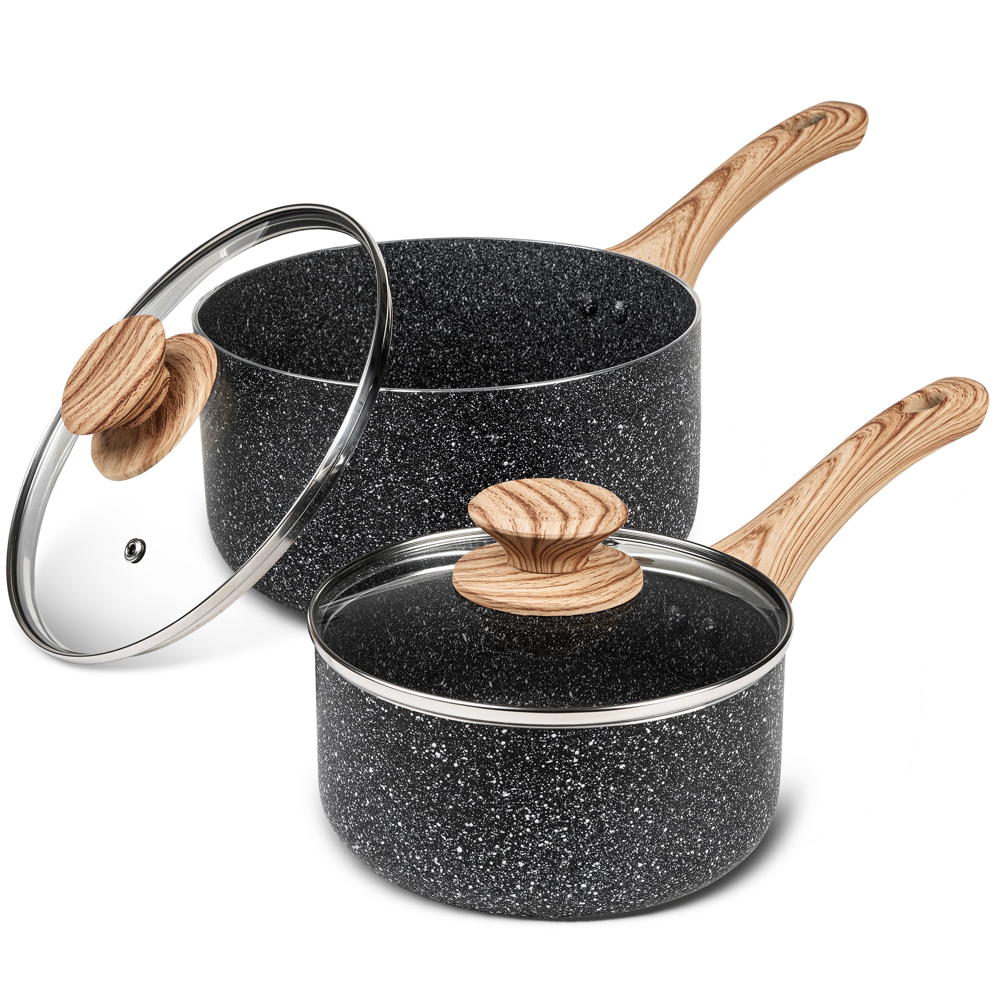 MICHELANGELO Saucepan Set with lid, Nonstick 1Qt & 2Qt Saucepan Set