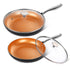 MICHELANGELO Copper Frying Pan Set with Lid, 8" & 10" Frying Pan Set