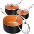 MICHELANGELO Sauce Pan with Lid, 1Qt & 2Qt & 3Qt Ceramic Saucepans