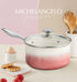 MICHELANGELO Sauce Pan with Lid, Pink 3Quart Ceramic Saucepan with Stainless Steel Handle