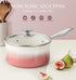 MICHELANGELO Sauce Pan with Lid, Pink 3Quart Ceramic Saucepan with Stainless Steel Handle