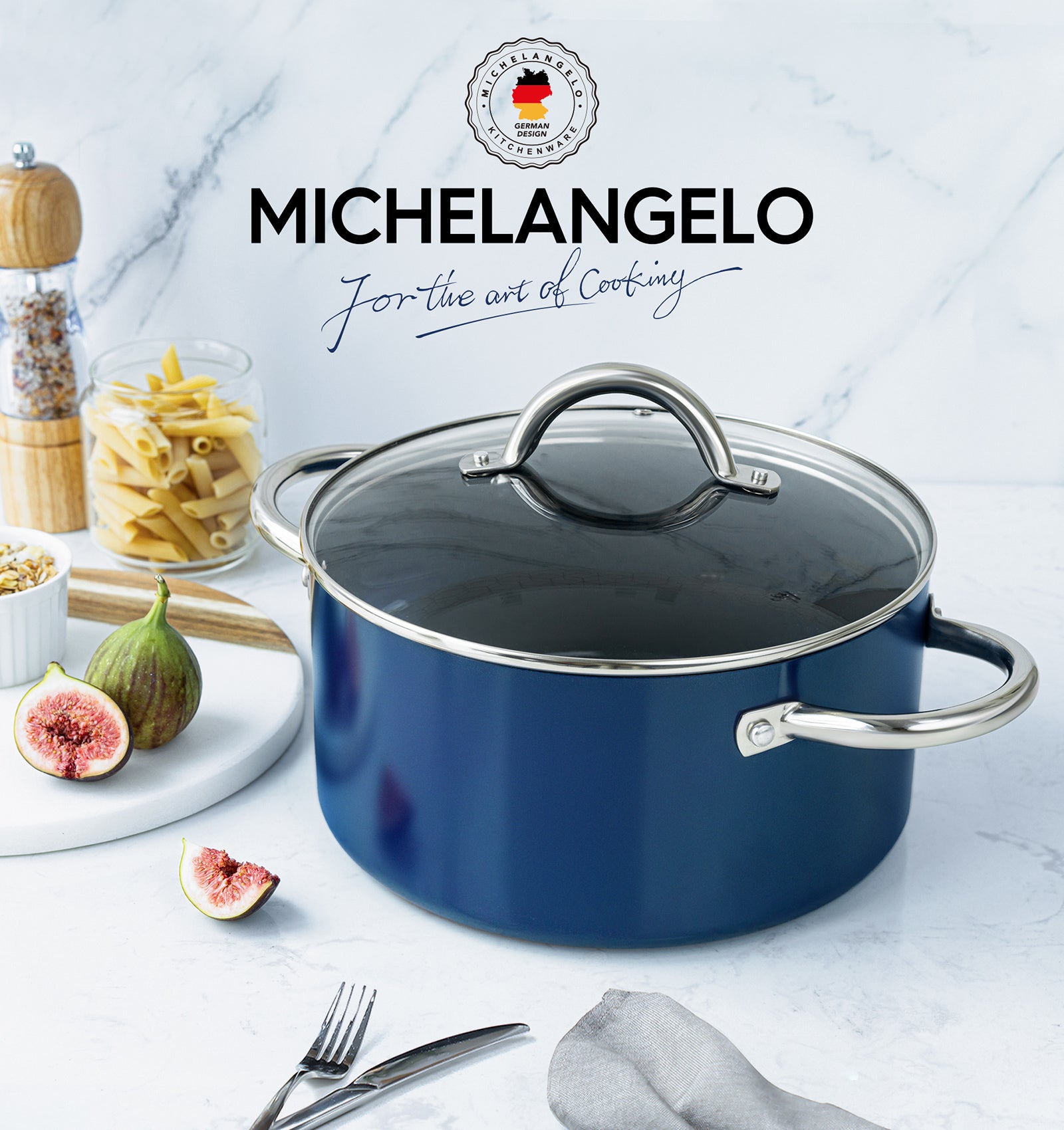 MICHELANGELO Stock Pot with Lid, 5 Quart Nonstick Cooking Pot, Ceramic Soup Pot