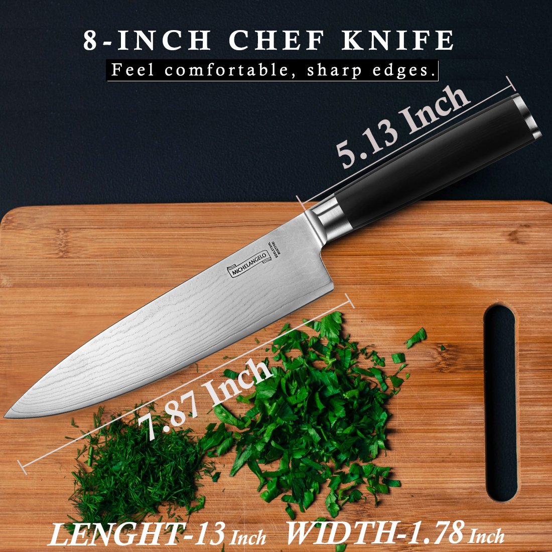 MICHELANGELO Professional Chef Knife 8 Inch Pro