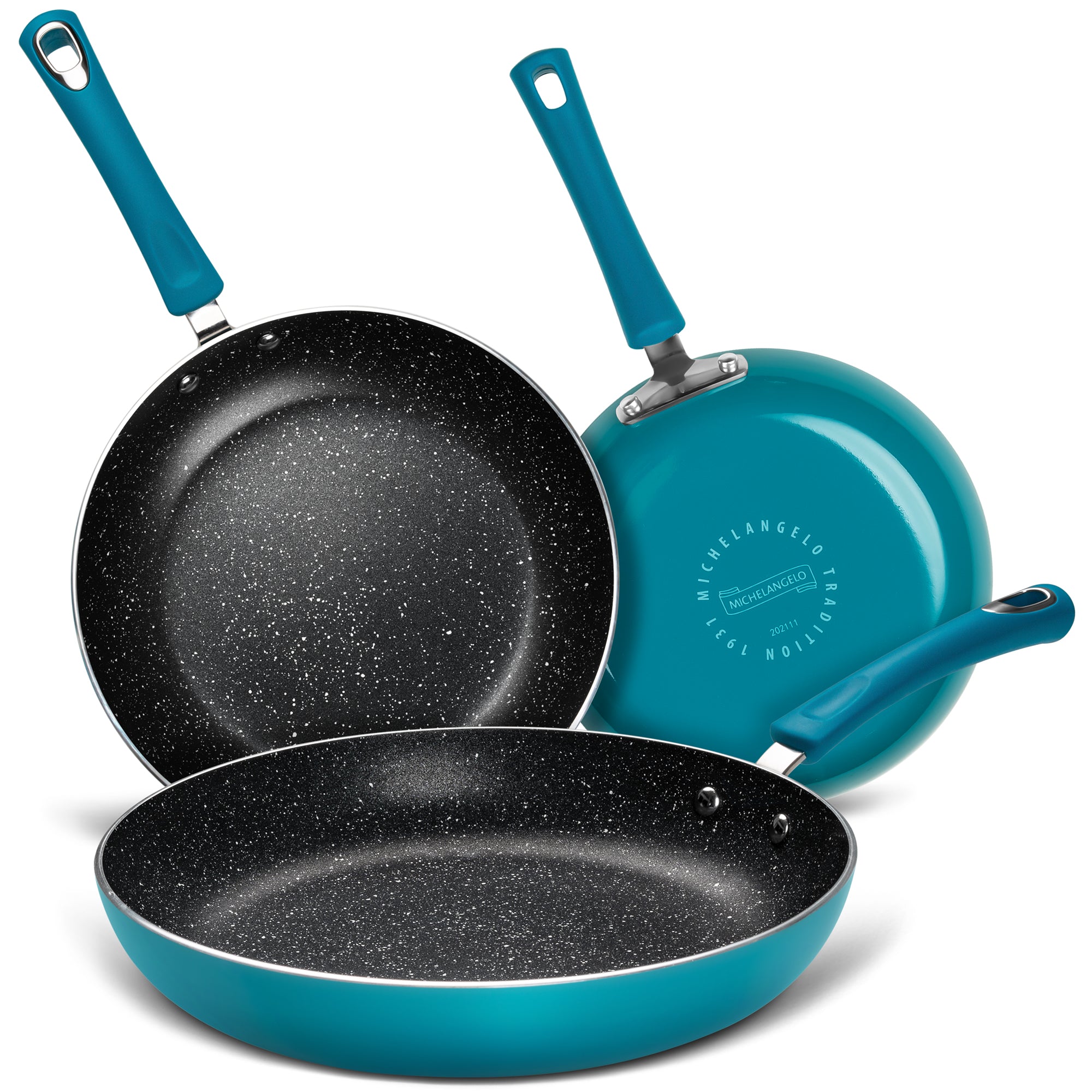 MICHELANGELO Non Stick Frying Pans Set, 8 Inch, 9.5 Inch and 11 Inch