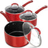 MICHELANGELO Enamel Saucepans with Lid,1Qt & 2Qt & 3Qt Saucepan Set