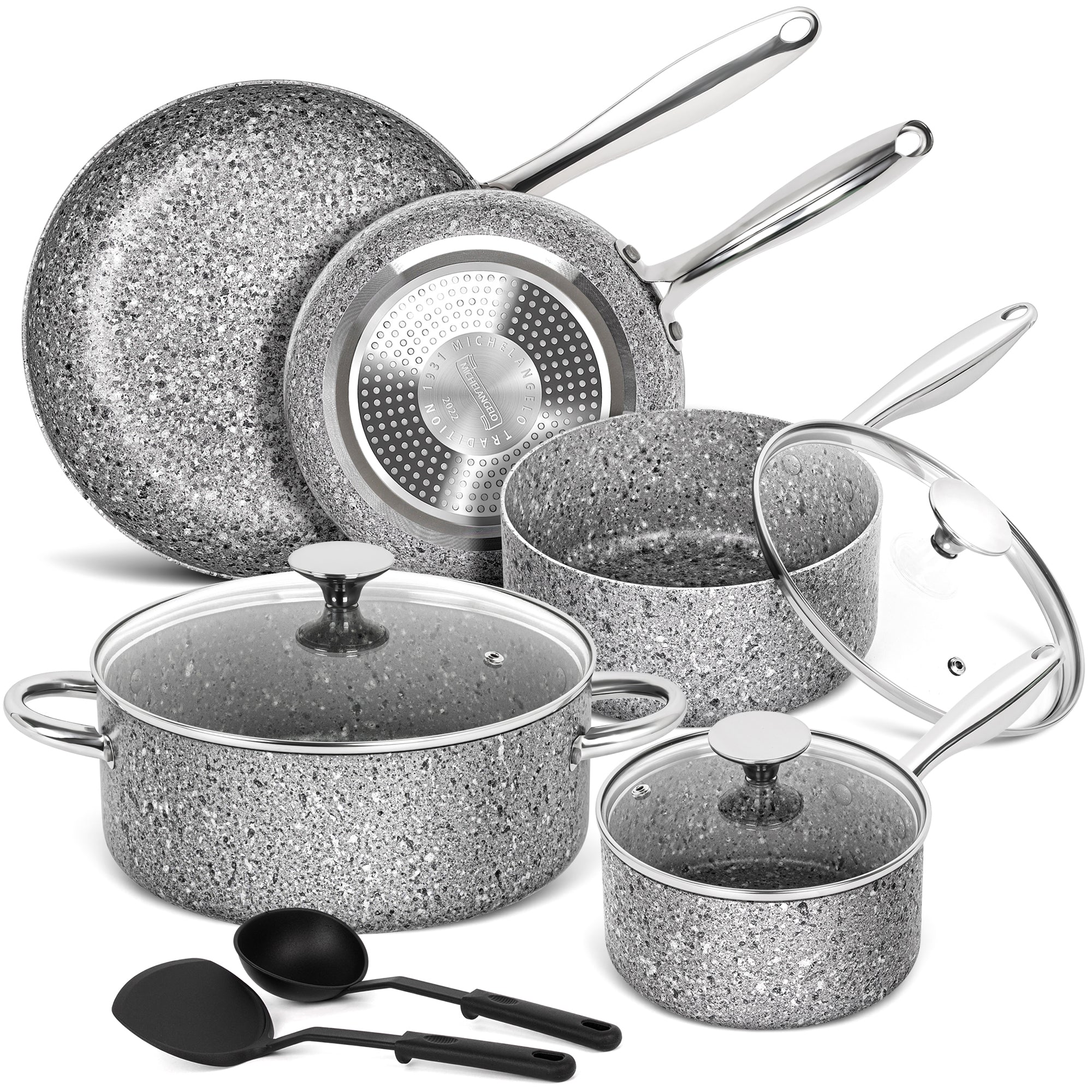 MICHELANGELO Pots and Pans Set 10 Piece, Nonstick Cookware Set 10 Pcs