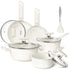 MICHELANGELO Pots and Pans Set 10 Piece, White Granite Cookware Set