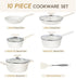 MICHELANGELO Pots and Pans Set 10 Piece, White Granite Cookware Set