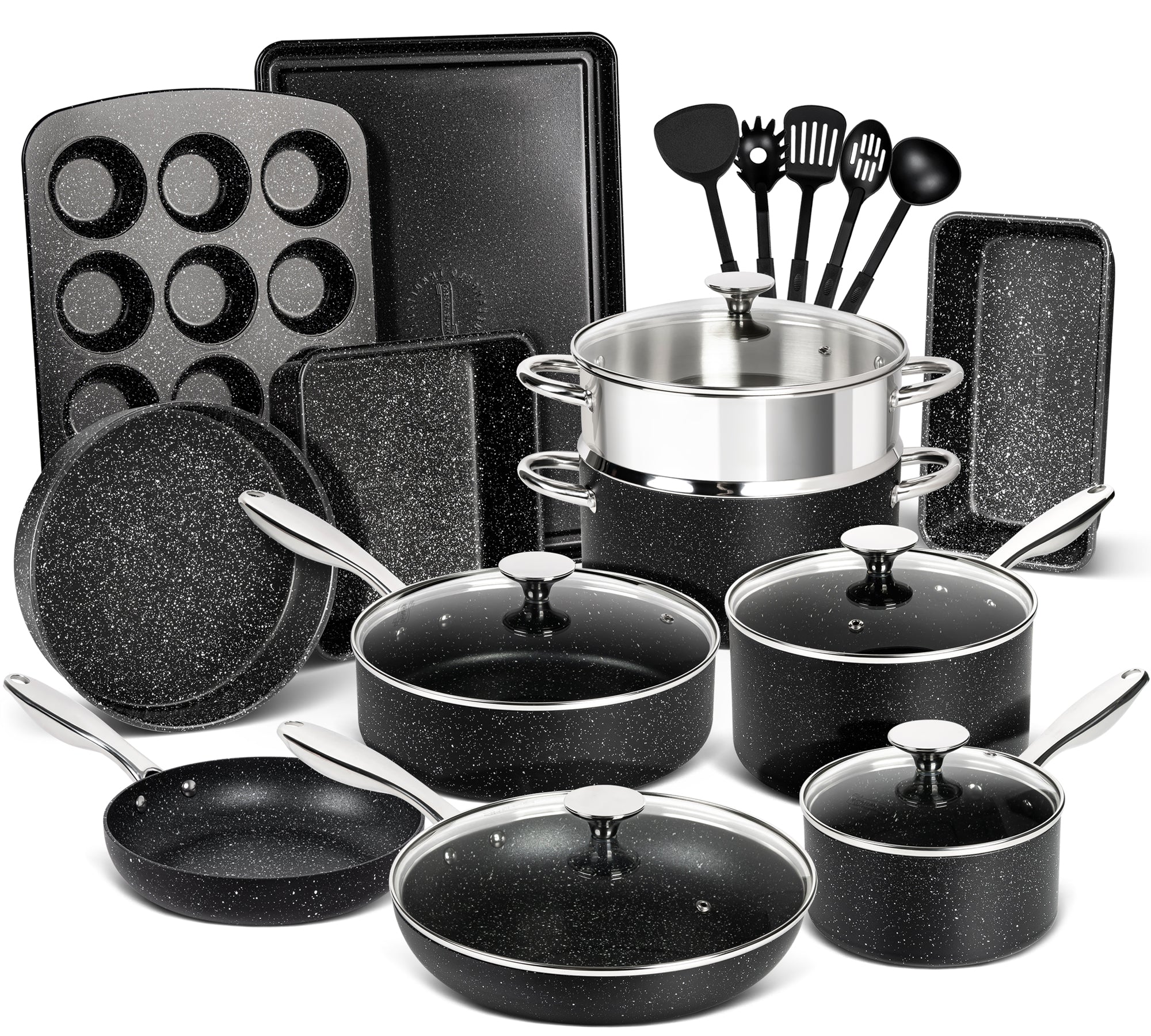 MICHELANGELO Pots and Pans Set 22 Piece, Nonstick Kitchen Cookware Sets with Stone-Derived Coating