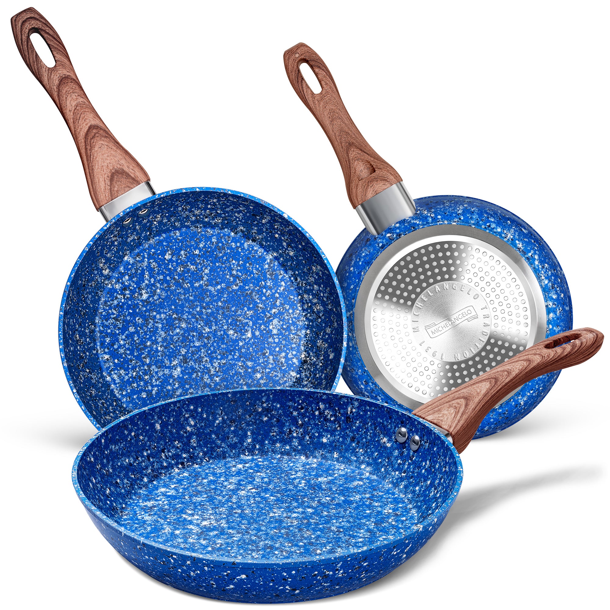 MICHELANGELO 8"& 10" & 12" Nonstick Frying Pans with Stone-Derived Coating