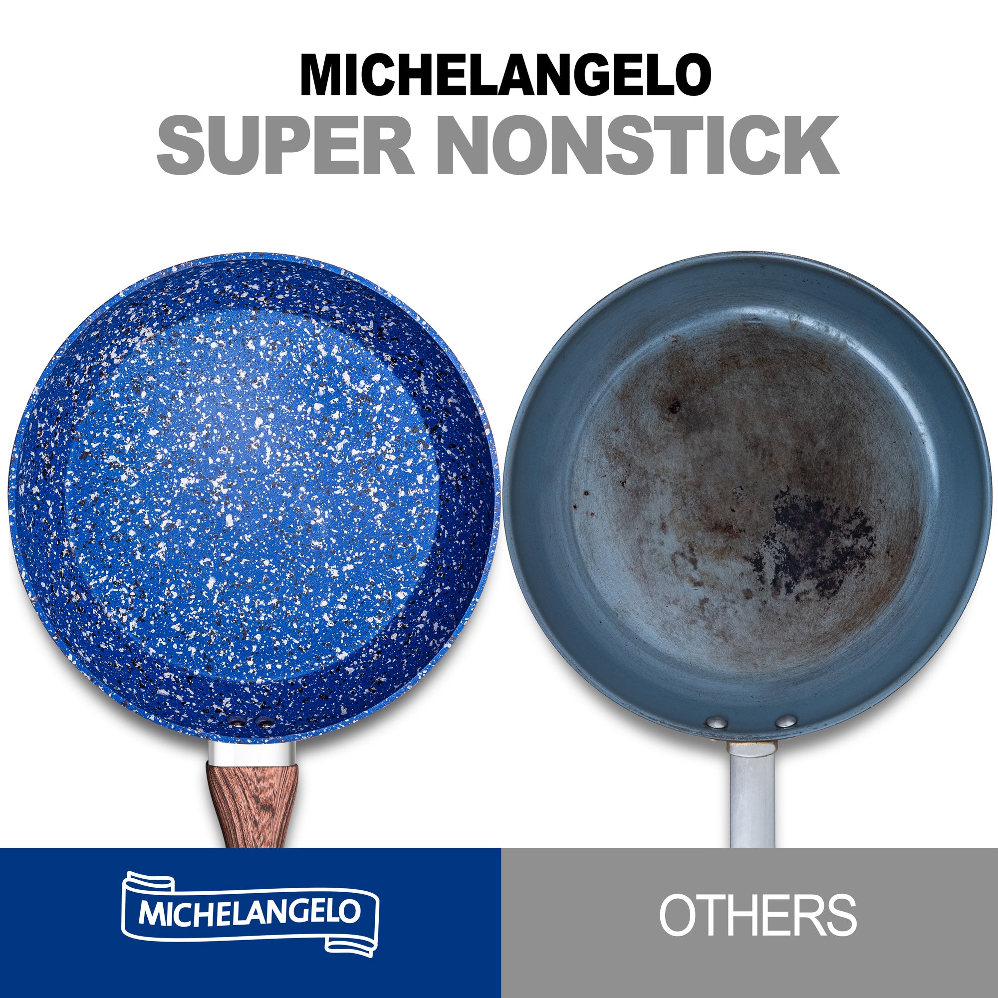 MICHELANGELO 8"& 10" & 12" Nonstick Frying Pans with Stone-Derived Coating