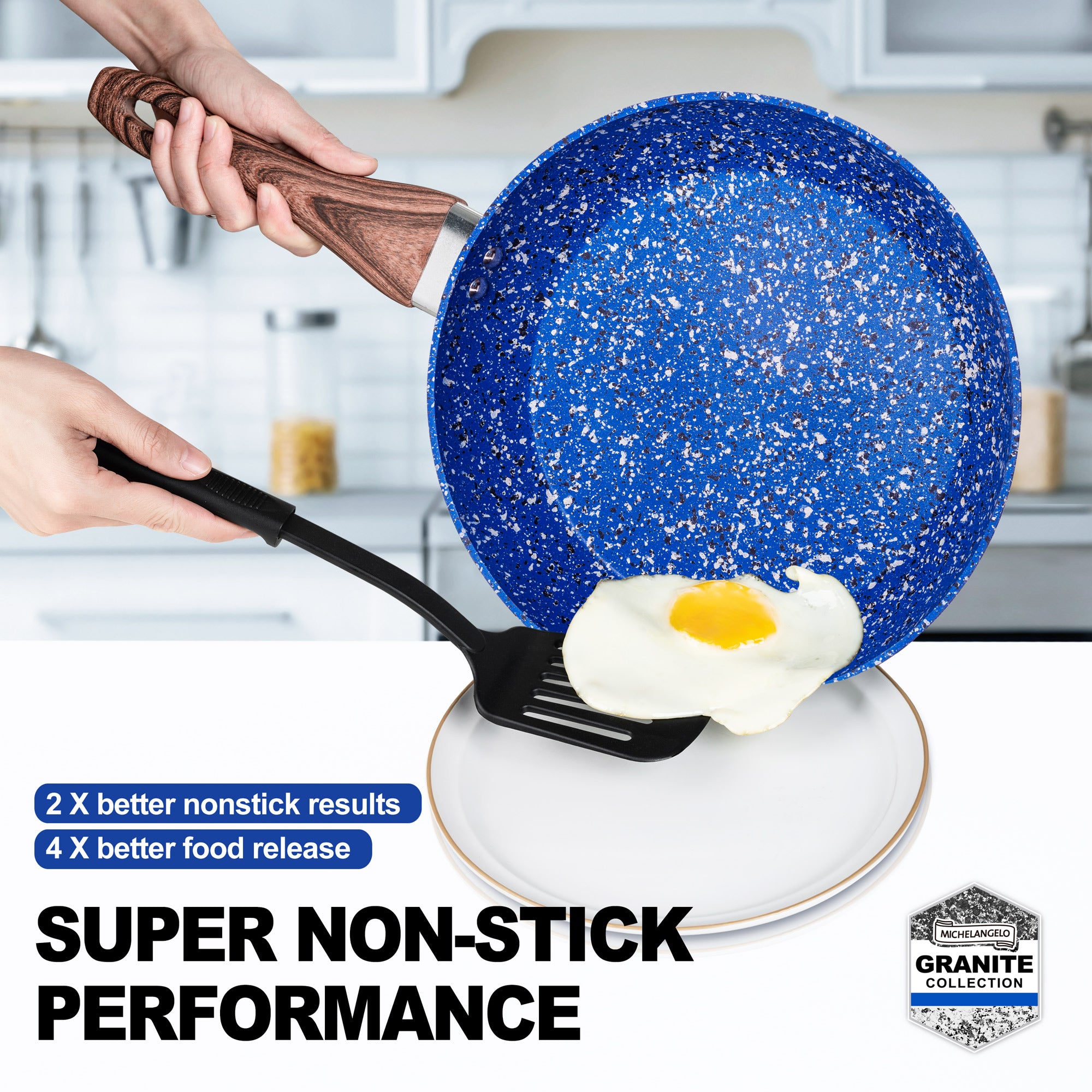 MICHELANGELO 8"& 10" & 12" Nonstick Frying Pans with Stone-Derived Coating