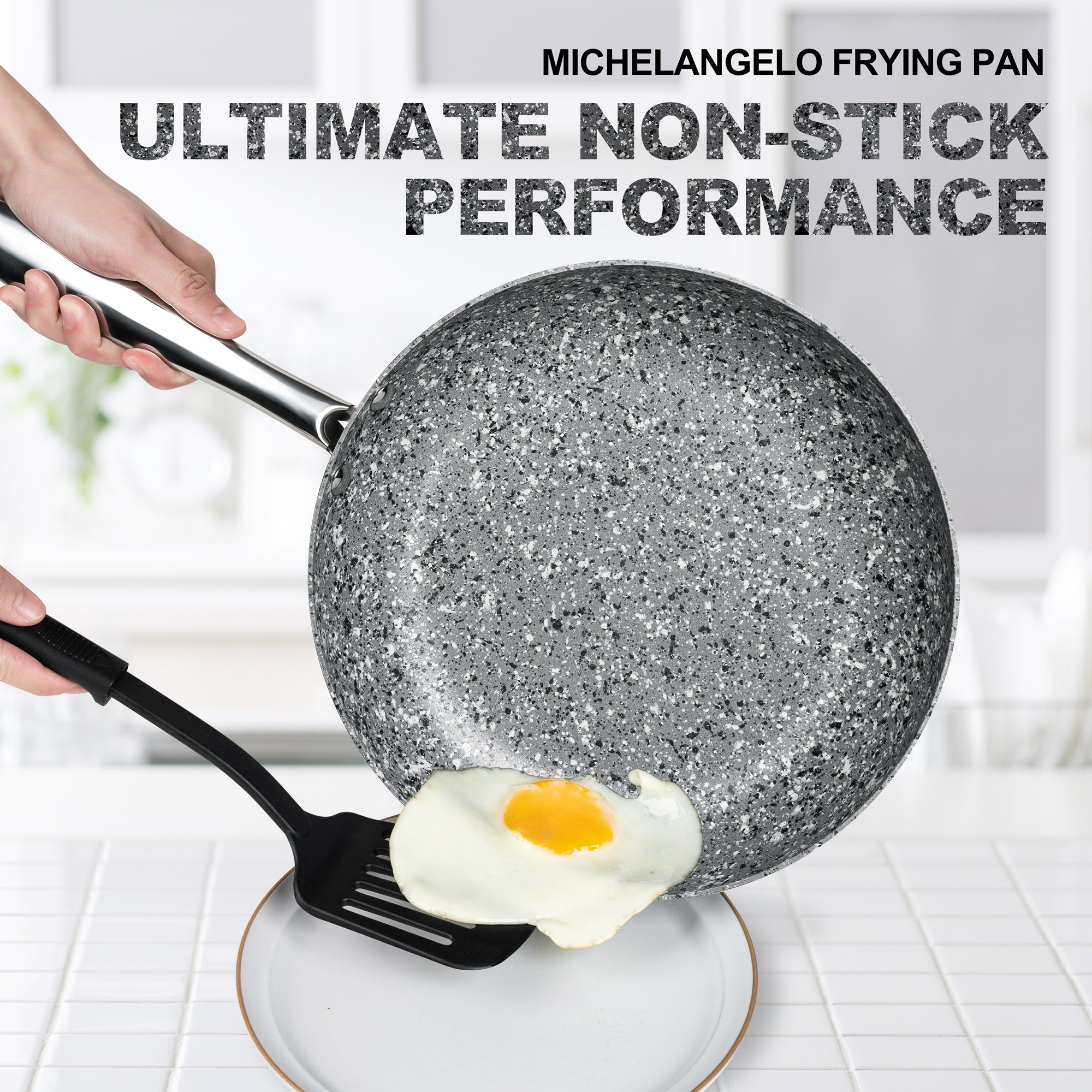 MICHELANGELO Stone Frying Pans Set 10 Inch & 12 Inch, Nonstick Frying Pans