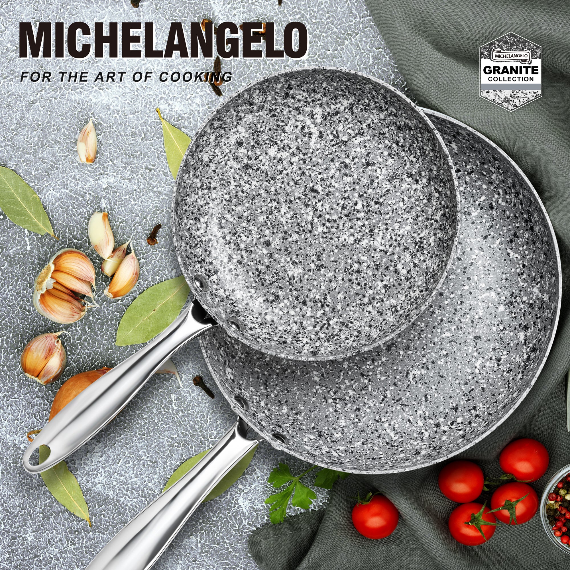 MICHELANGELO Stone Frying Pans Set 10 Inch & 12 Inch, Nonstick Frying Pans