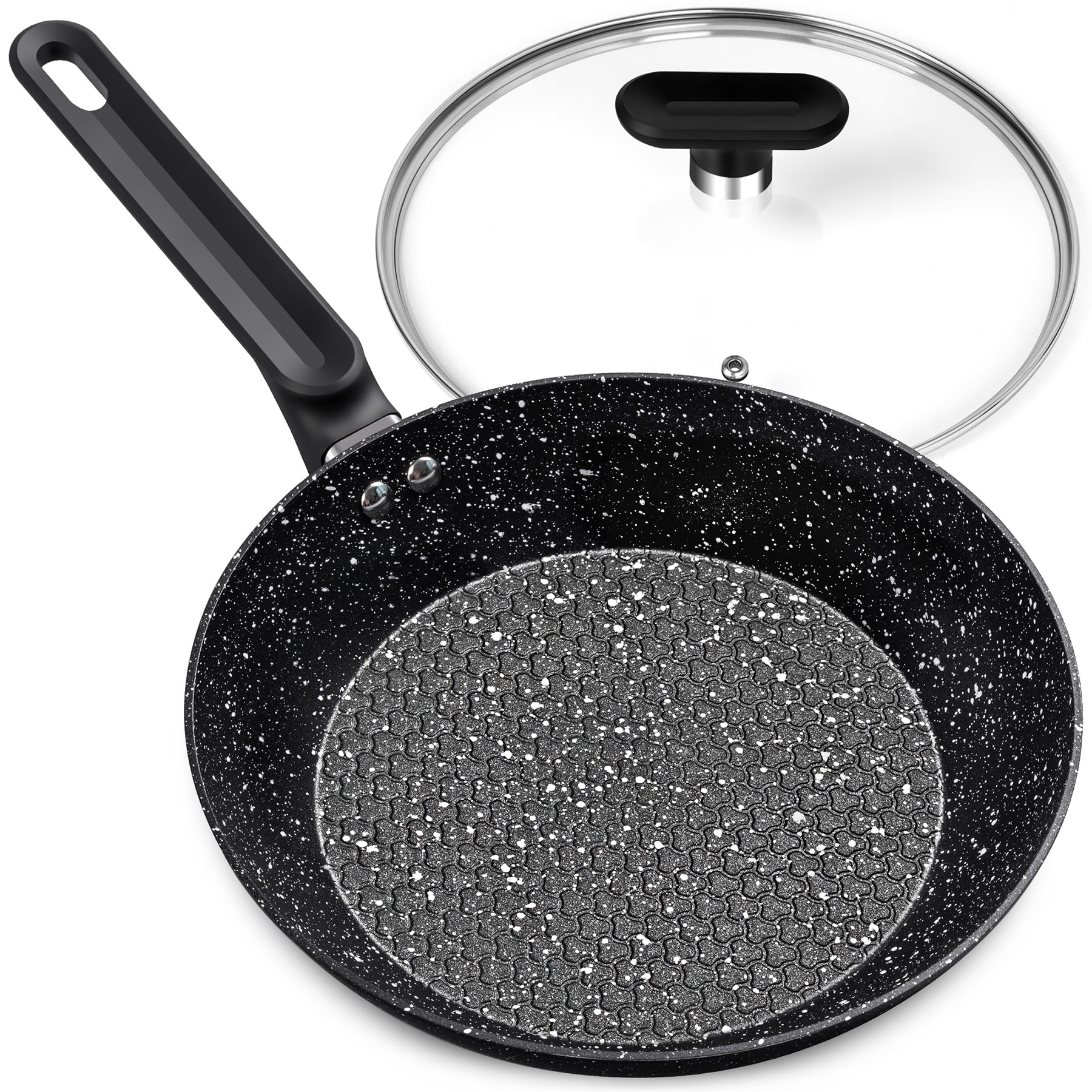 MICHELANGELO  10 Inch Frying Pan with Lid, Nonstick Granite Frying Pan