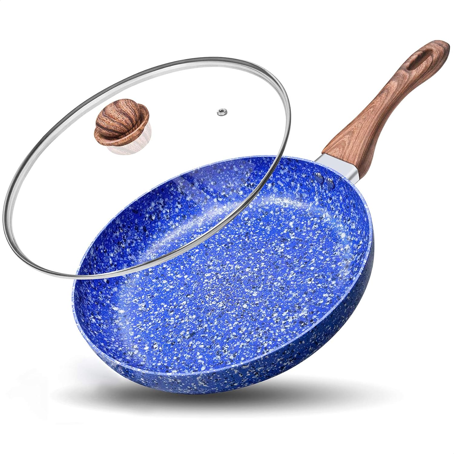 MICHELANGELO 10 Inch Frying Pan with Lid, Granite Frying Pan