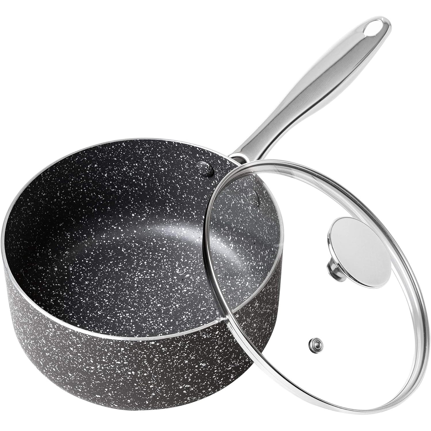 MICHELANGELO Sauce Pan with Lid, 2Quart Saucepan, Granite Sauce Pan