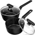 MICHELANGELO Saucepan Set, 1Qt & 2Qt Nonstick Granite Sauce Pan