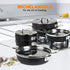 MICHELANGELO Stackable Pots and Pans Set 10 Piece, Saves 55% More Space