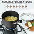 MICHELANGELO 3 Quart Hard Anodized Nonstick Sauce Pan with Strainer Lid & Pour Spouts for Easy Pour