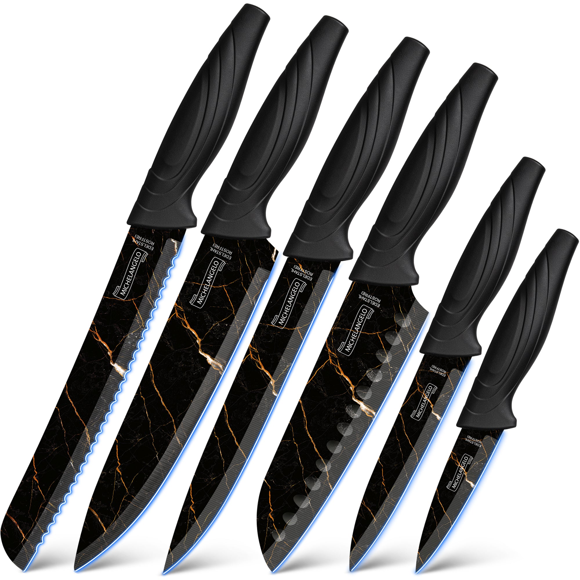 MICHELANGELO Knife Set 6 Piece with Nonstick Granite Coating