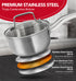 MICHELANGELO Stainless Steel Saucepan with Lid & Pour Spout 1QT & 2QT & 3QT