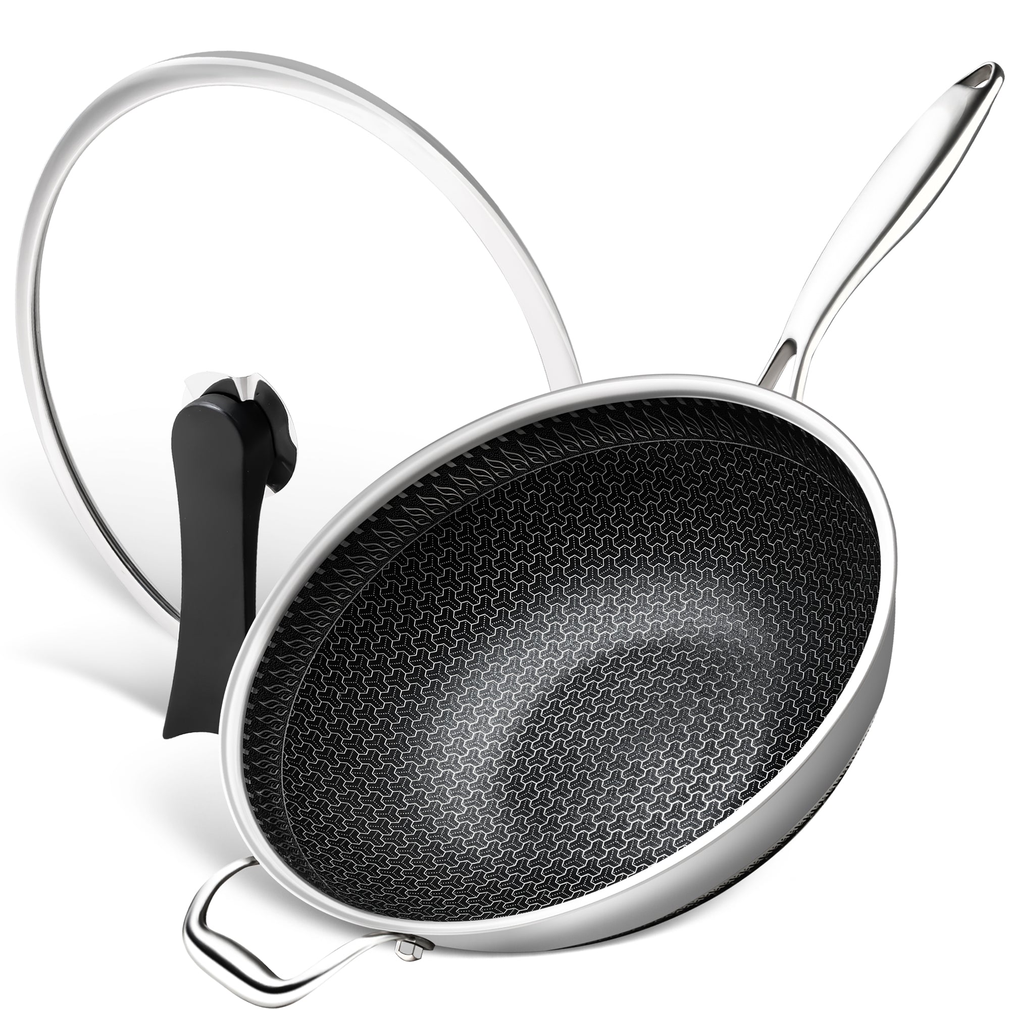 MICHELANGELO 12.5 Inch Stainless Steel Woks & Stir-fry Pans with Stay Cool Handle