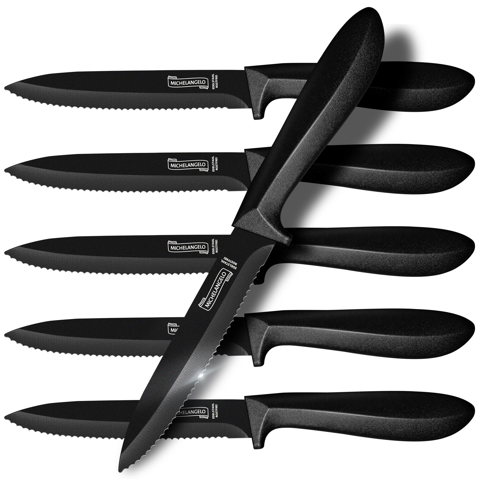 MICHELANGELO Steak Knives, 6-Piece Steak Knife Set with Sharp Serrated Blade